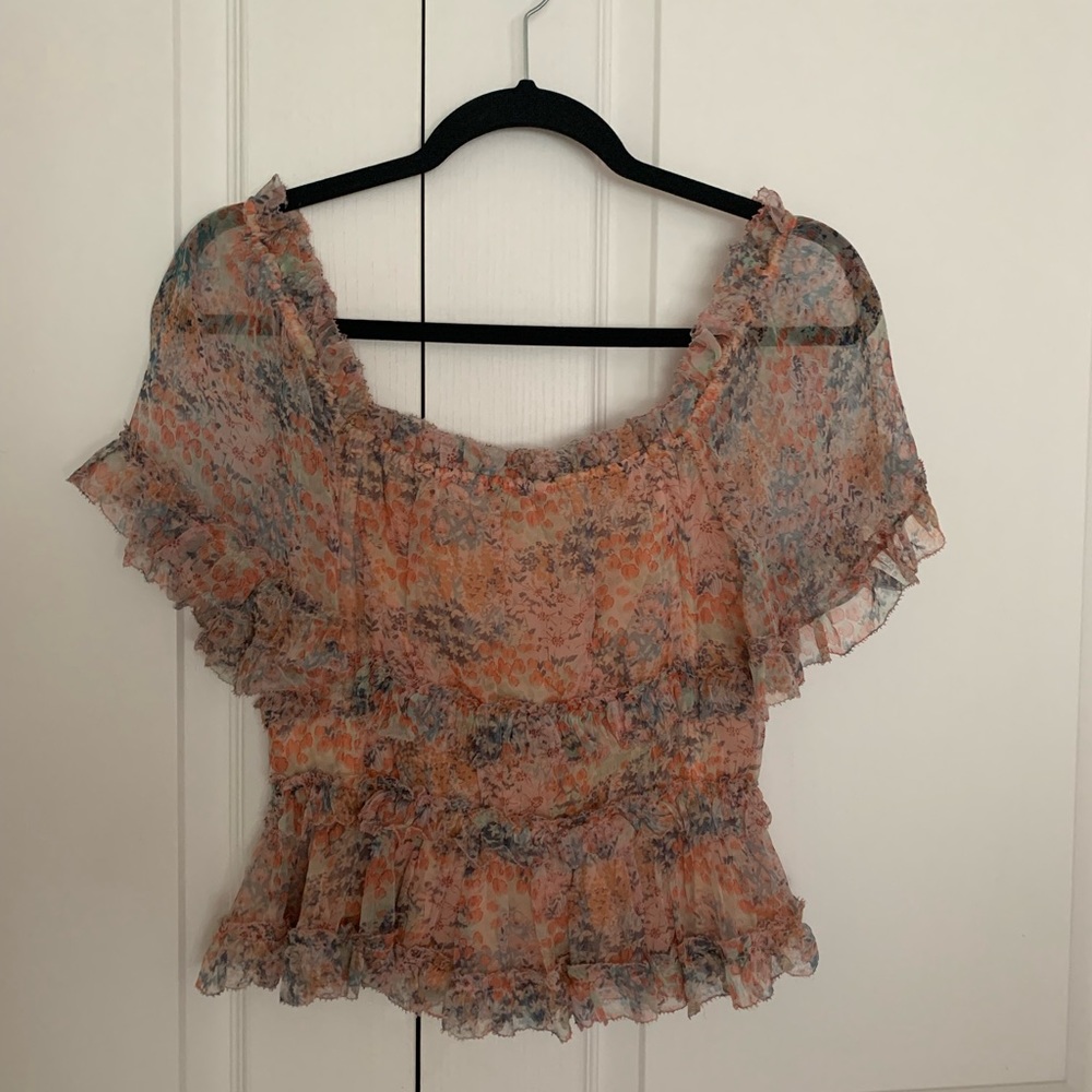 Love Sam chiffon floral boned top, cap shoulder